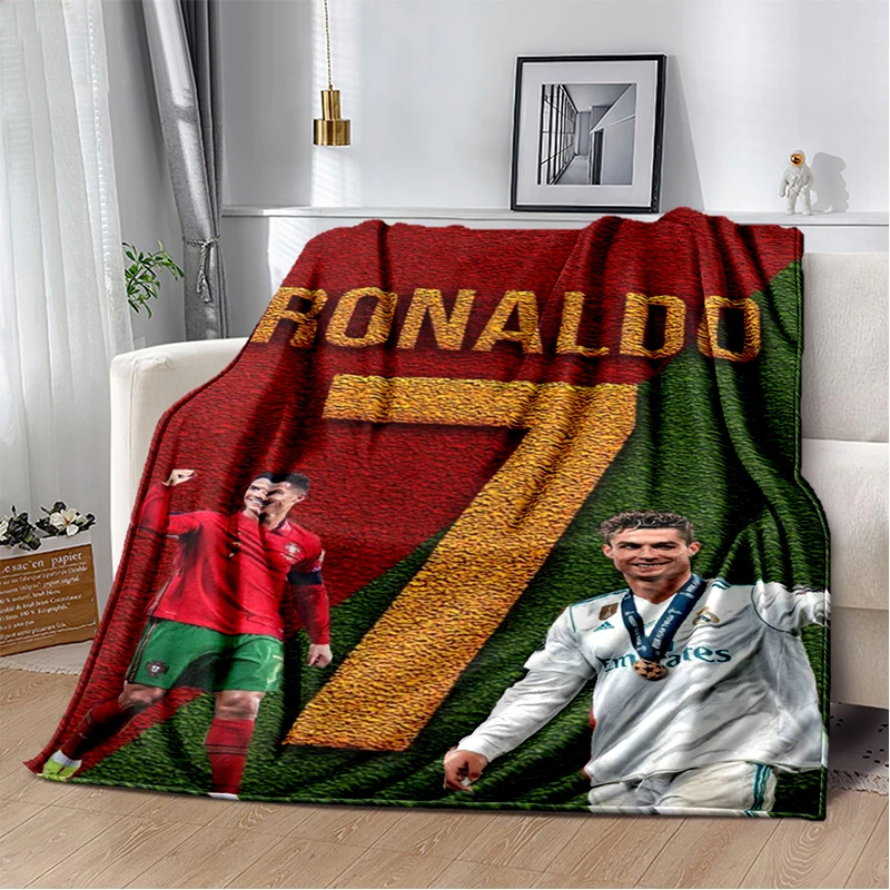 Manta de Franela de Estrella de Fútbol CR7 R-Ronaldo, Manta Suave y Cálida para Dormitorio, Sala de Estar, Cama, Viajes, Campamento, Picnic, Regalo