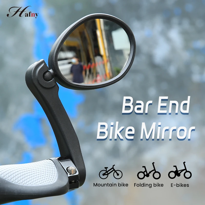 Hafny 1PCS Bike Mirror Handlebar End Rear View Mirror 360° Rotatable Adjustable Range Back Sight Reflector Cycling Mirrors