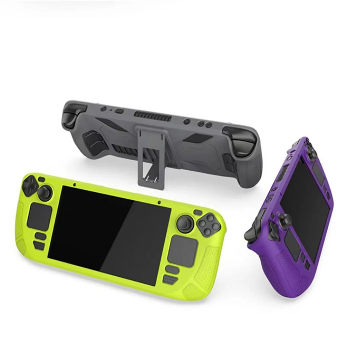 Suitable for SteamDeck OLED Game Console Silicone Case,Handheld All-Inclusive Silicone Protective Case with Stand,Black