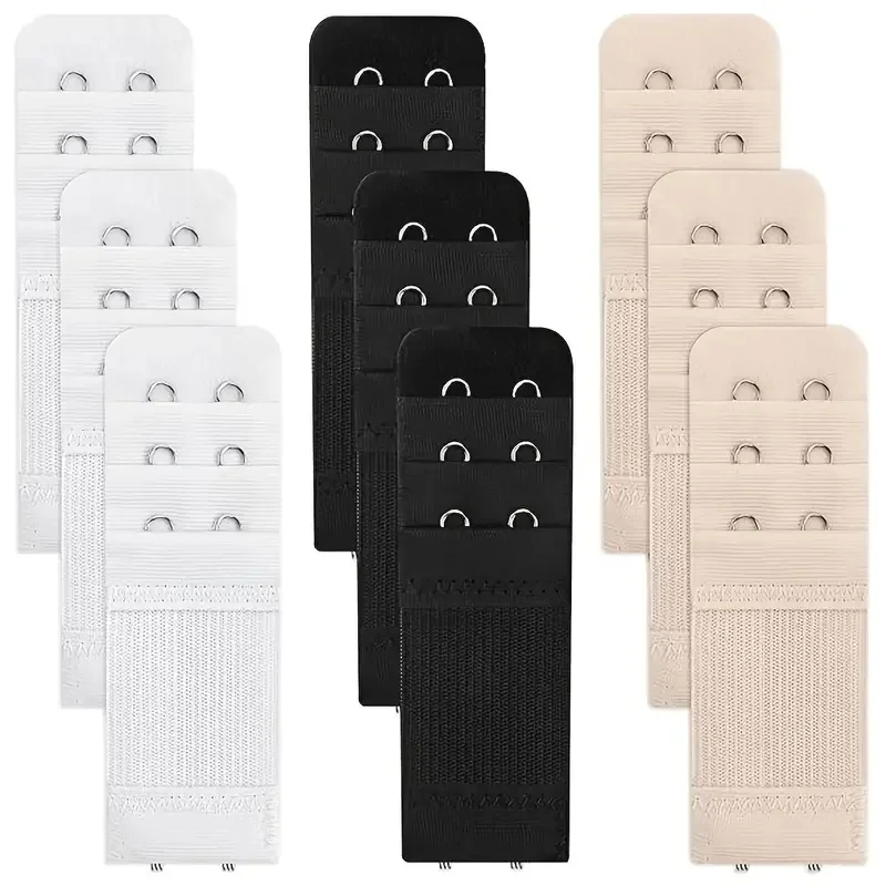 9pcs Soft Bra Extenders, 2-Hook 3-Row Adjustable, Comfort-Fit Back Extender for Women