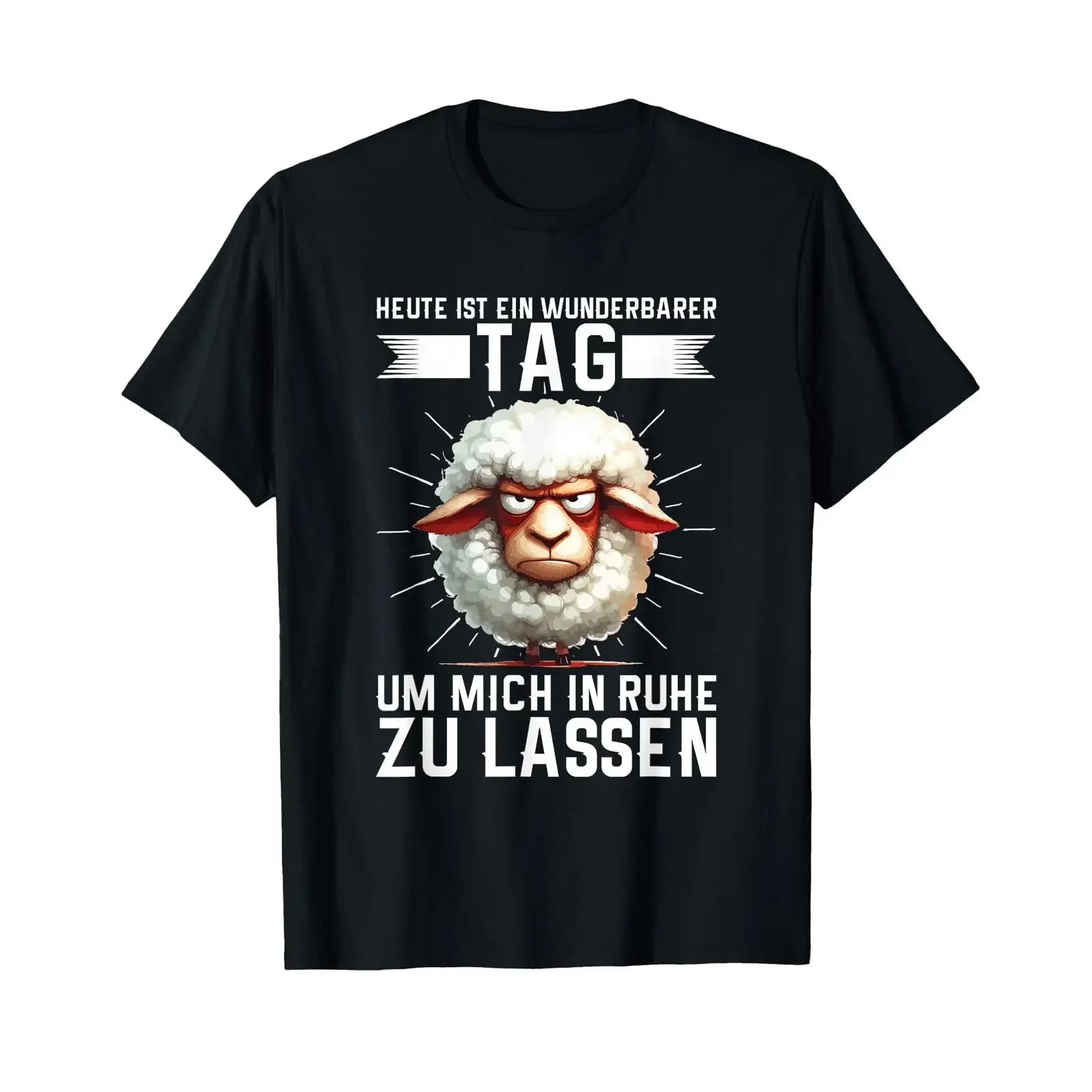T shirt with German text Today is a wonderful day to let me rest sheep black S vintage Washed Slightly Soft Unisex Versatile