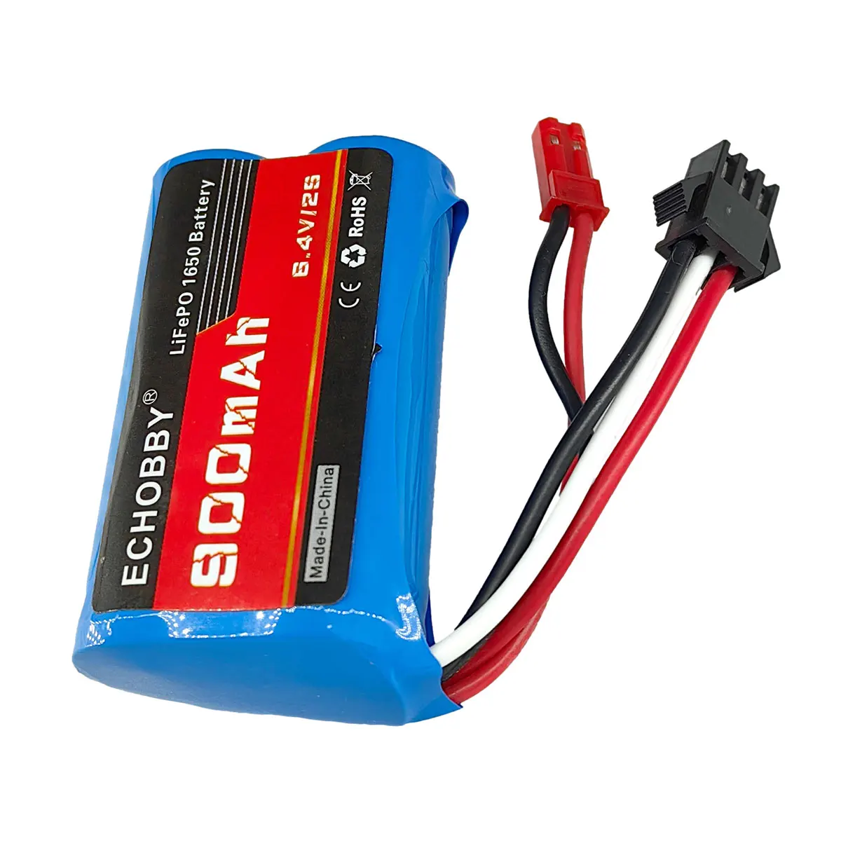 6.4V 2S 900mAh LiFePO batteria JST + SM3P Rev spina maschio per RC Car Truck Racing Speed Boat