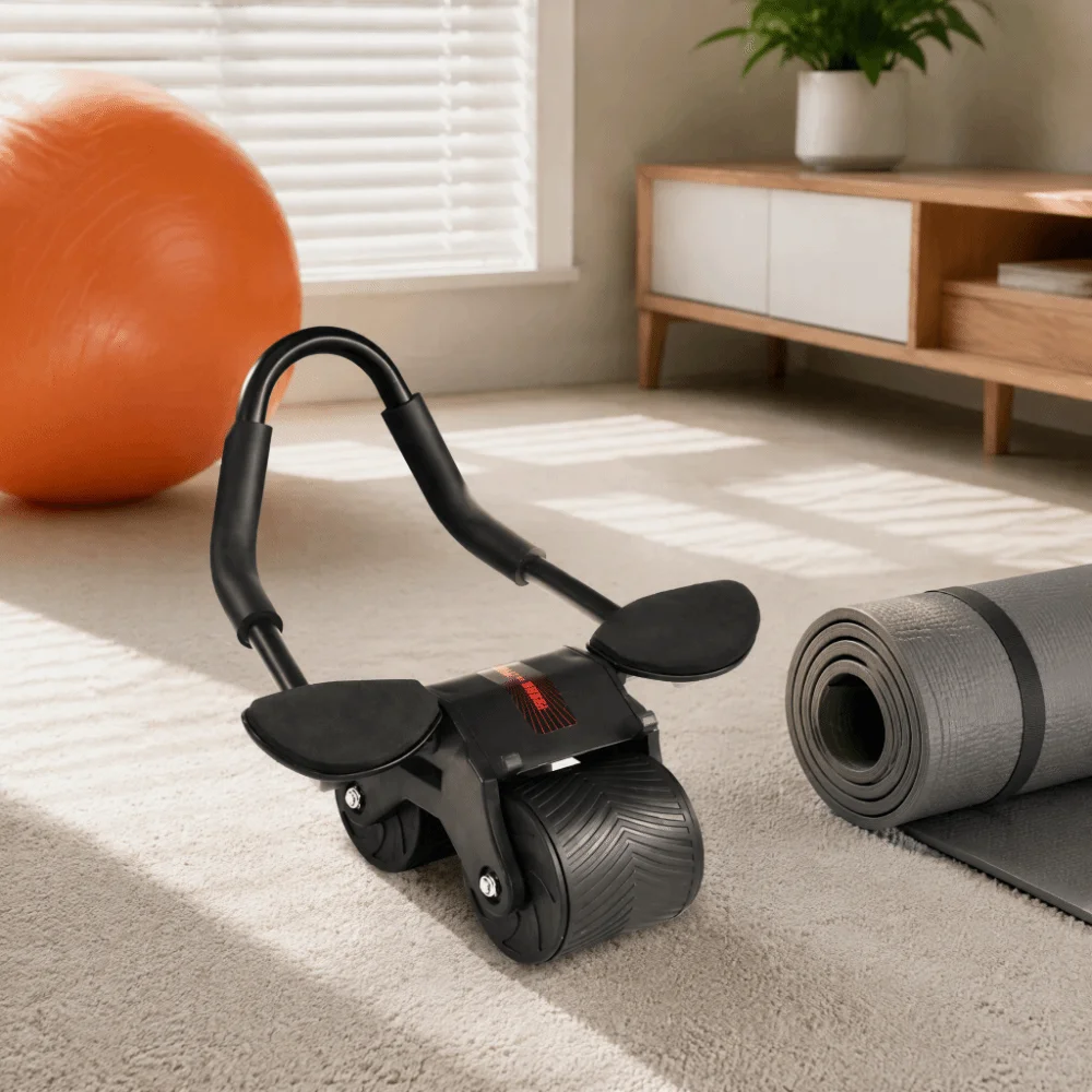 Automatic Rebound Ab Roller Wheel Elbow Support Silent Core Trainer Portable Knee Mat Fitness Equipment Belly Slimming
