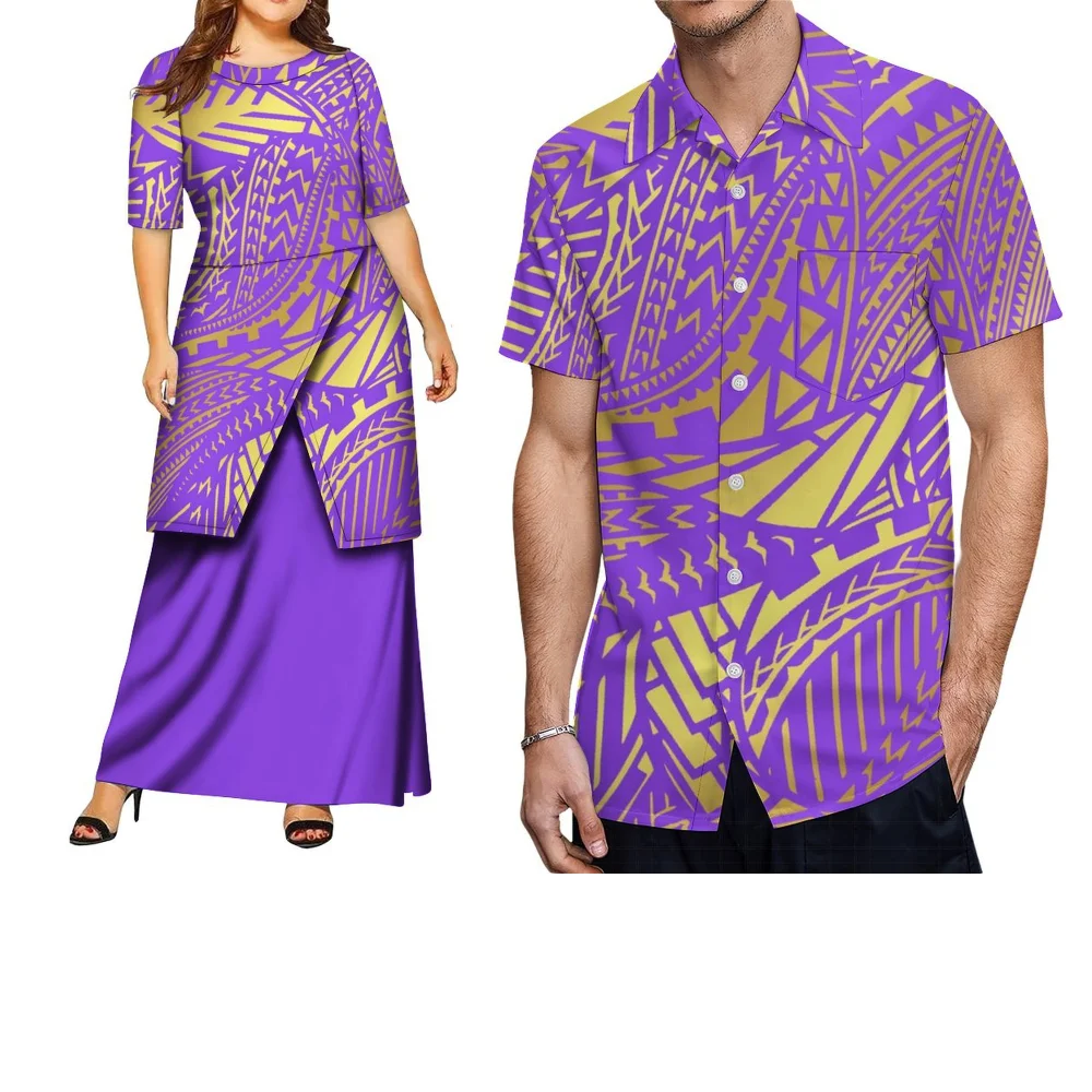 Roupas femininas camisas masculinas polinésia feito sob encomenda puletasi solto vestido casual para mulheres novas roupas de casal de verão