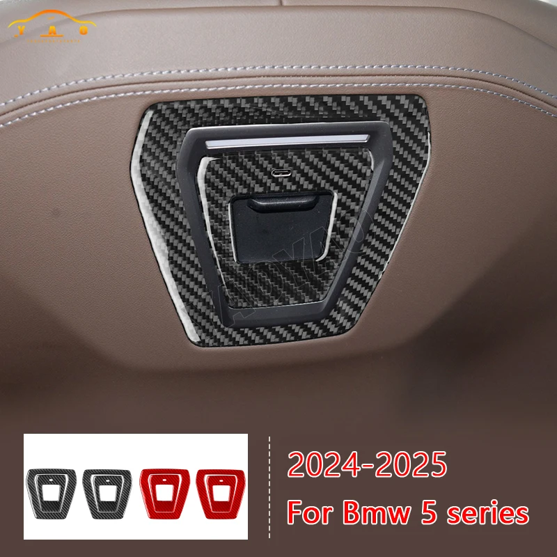 

For BMW 5 Series i5 G60 G68 2024 2025 Carbon Fiber seat back USB charging panel Car Accessories Interior Decorative Stickers