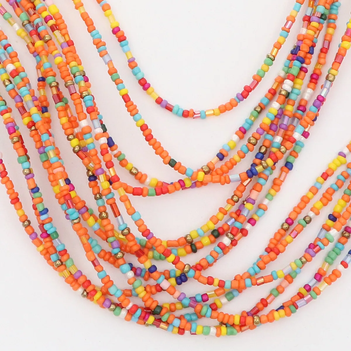 1Set Bohemian Style Earrings Necklace Combo Fashion Multi-Layered Beaded Design Festive Jewelry for Wedding Anniversary Party