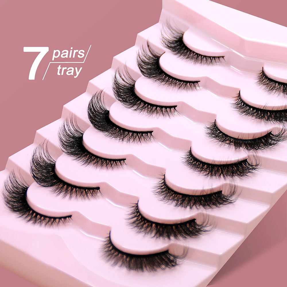 Dropshipping 7/10 Pairs Eyelashes Natural Long 3D Lashes Fluffy Cat  False Eyelashes Cruelty Free Wispy Lashes Makeup Cilios