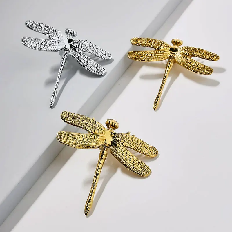 MFYS Dragonfly Dresser Knob Drawer Knob Handle Brass Kitchen Cabinet Knobs Elegant Door Pull Handle Creative Furniture Hardware