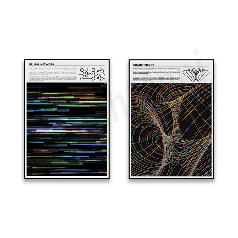 Butterfly effect print, neural network for data scientists, chaos theory poster, strange attractor art for lab decoration