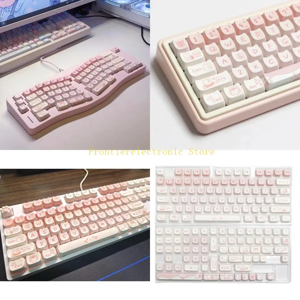 

G8DB Уникальный набор клавишных колпачков для вечеринок с котенком, 134 клавиши, мультяшные колпачки для клавиш MAO, по высоте,