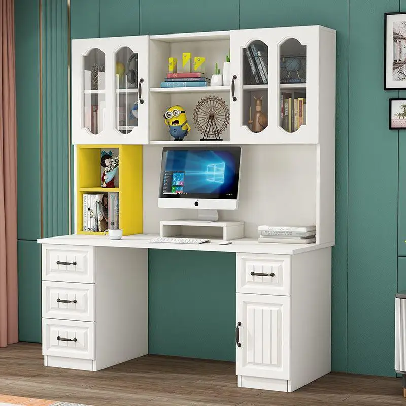 Household desktop computer desk Household writing table Student children's bedroom Book as bookshelf Integrated ecological