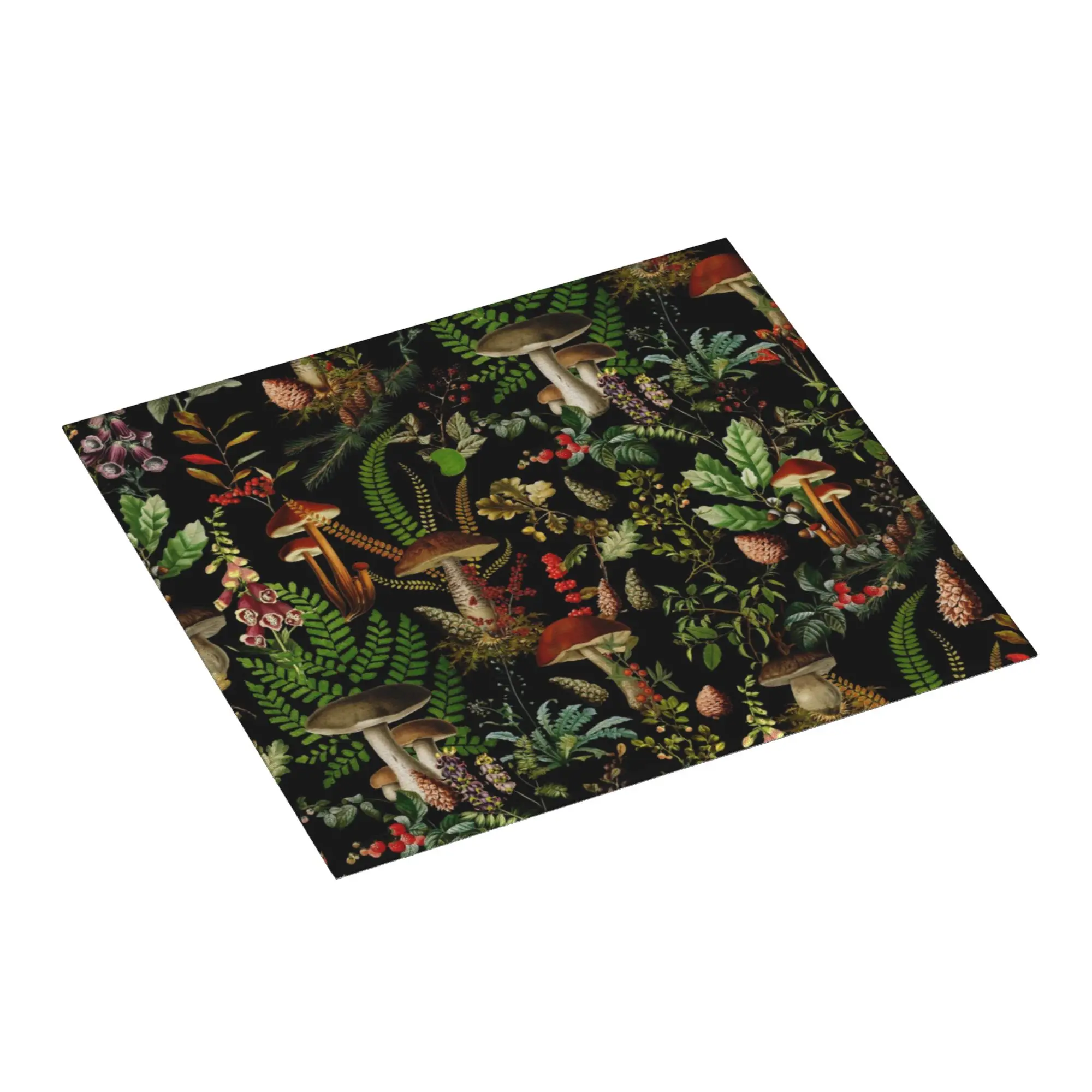 Mushrooms Forest Black Botanical Night Garden Nightgarden Kitchen Counter Protector Mat Barware Tableware Mat For Kitchen