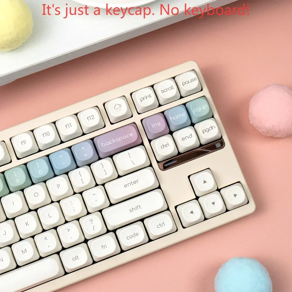 125-toetsen Regenboog Keycaps PBT Melkwit Eenvoudige kleur Macron Keycap Set voor MX-schakelaars Mechanische toetsenbordprofielen