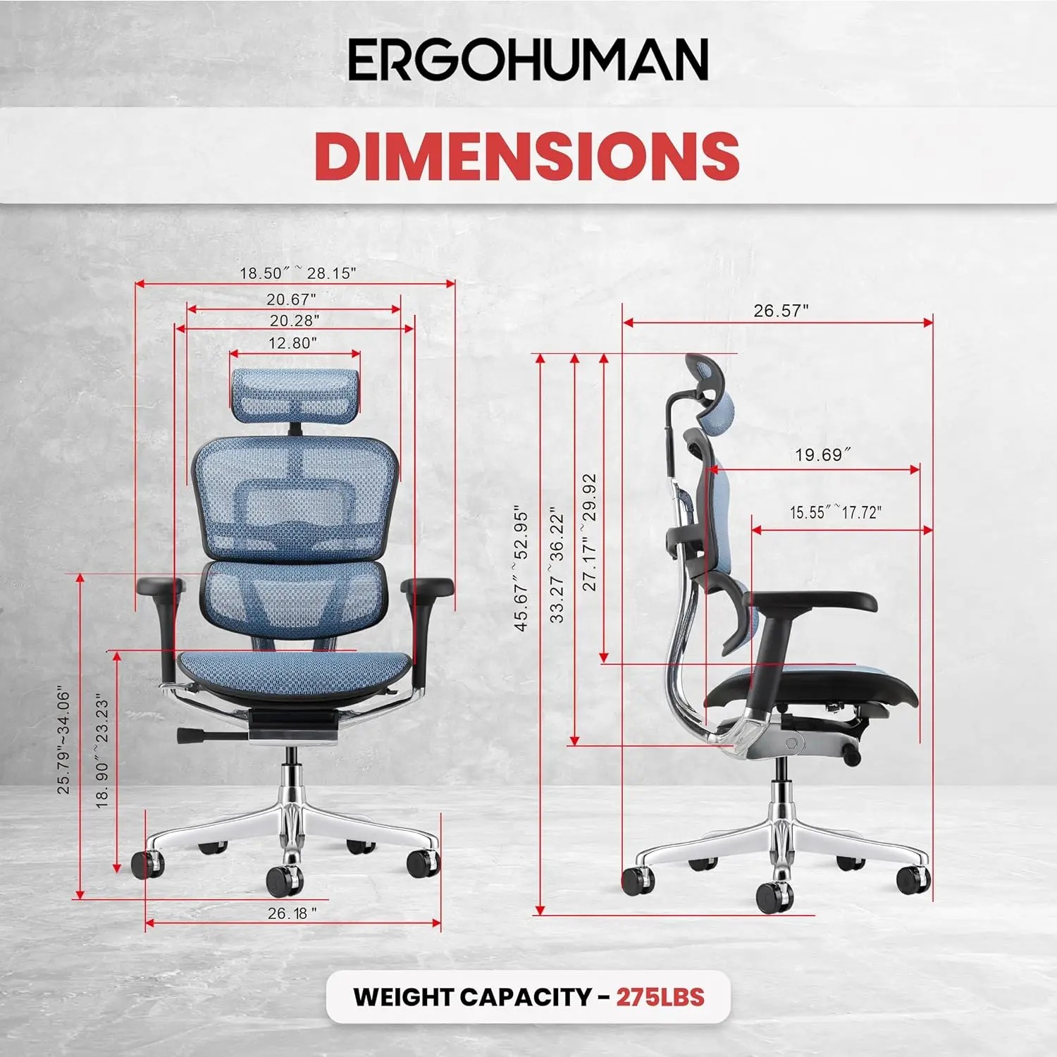 Eurotech GEN2 High Back, Mesh Executive Office Chair with Adjustable Lumbar Support – Ergonomic Tilt Control