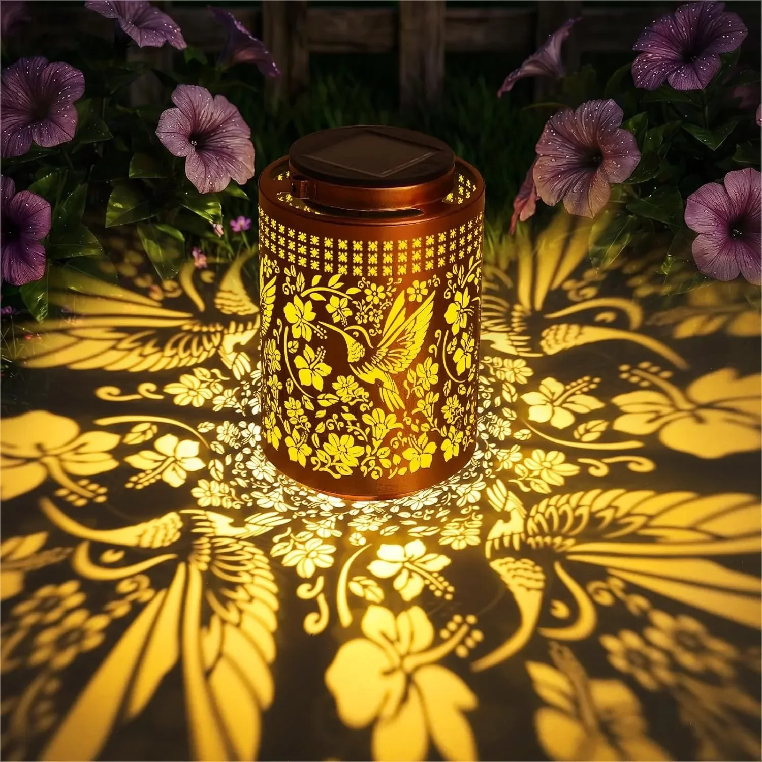 Solar Lanterns Outdoor Waterproof Hanging Metal Hummingbird Decor for Garden Patio Yard