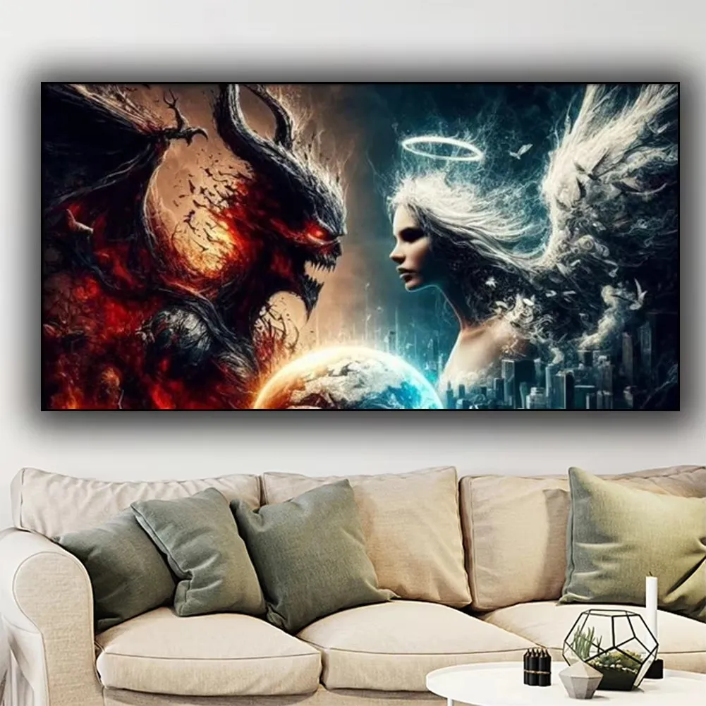 Amazing Devil and Angel 5D Diy Diamond Painting New 2025 Rhinestone Of Pictures Full Diamond Mosaic Cross Stitch Kits Home Decor