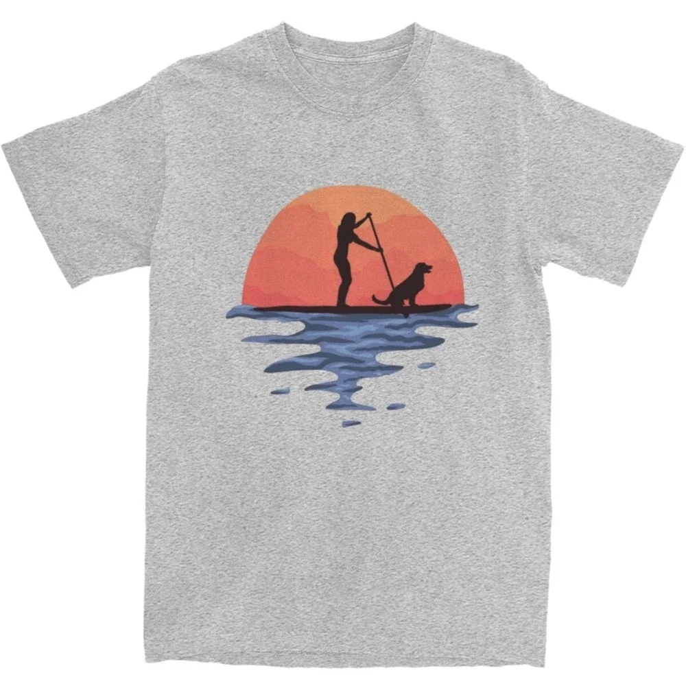 Men Women Sunset Stand Up Paddle Shirt Accessories Funny Cotton Sea Paddleboarding Paddling T Shirts Tee Clothing Printed