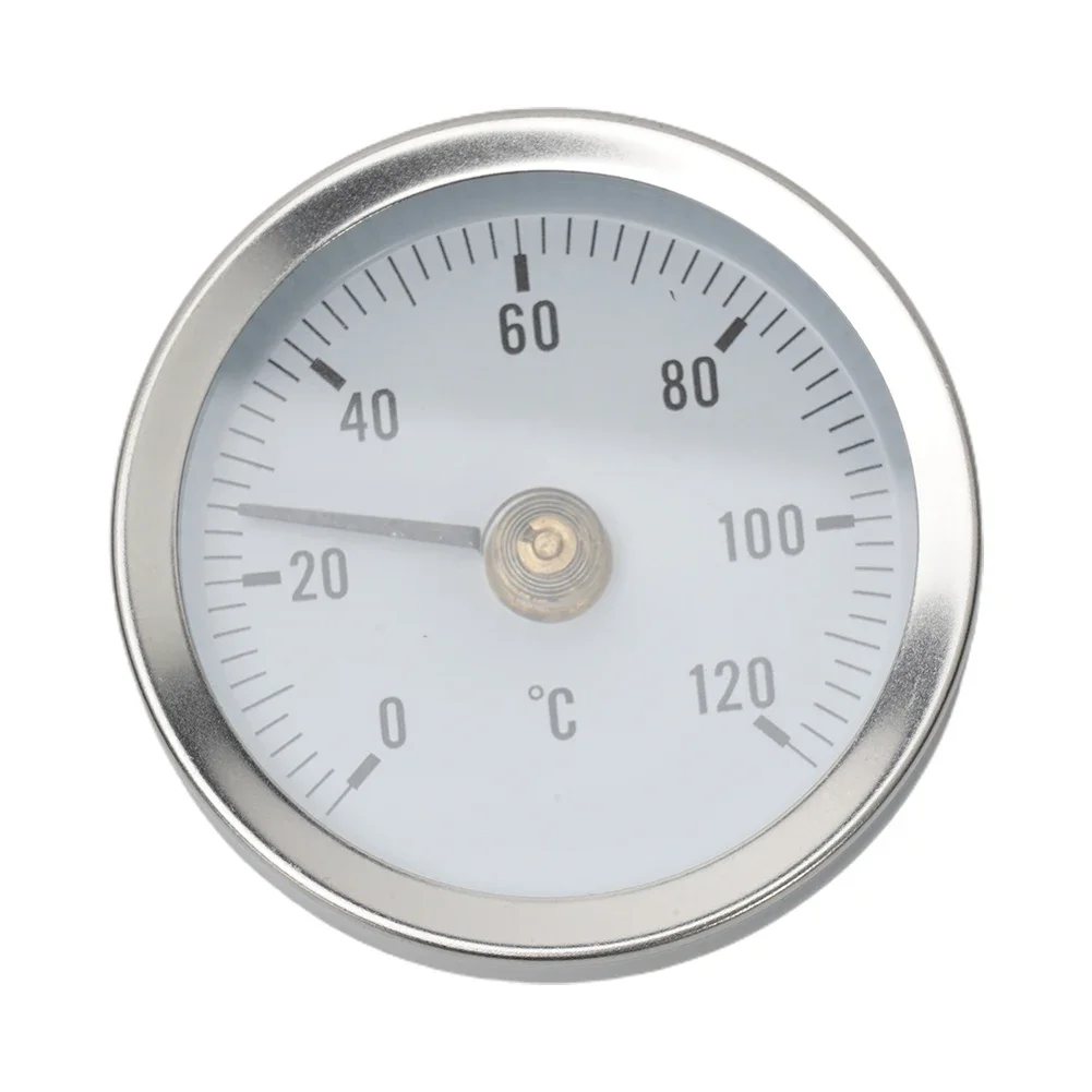 0-120℃ Bimetal Clamp-on Tube Thermometer On Tube Heating Spring 63mm Stainless Steel Barbecue Stove Thermometer