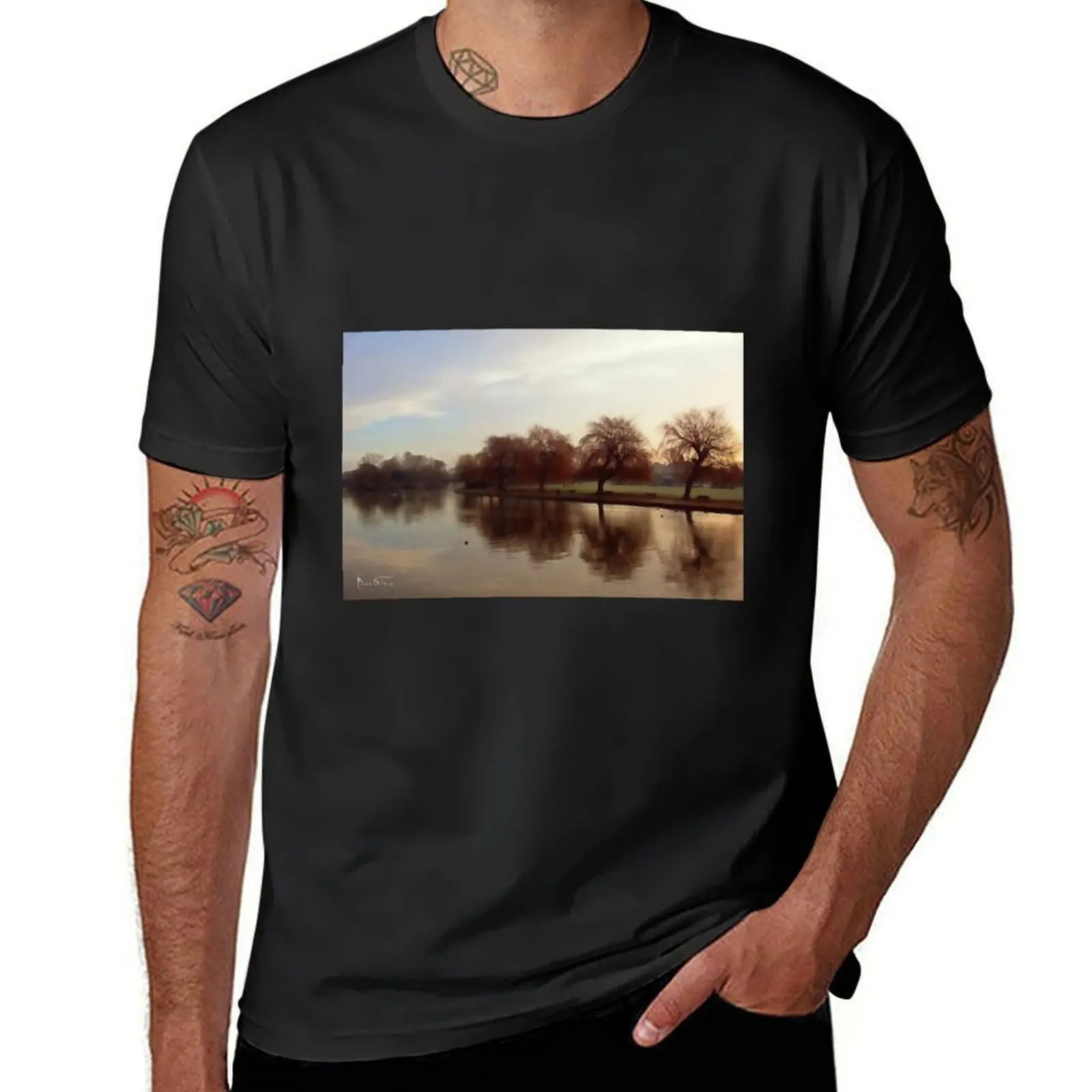 Riverbank in Winter T-Shirt anime clothes plus size tops customs quick drying mens clothing