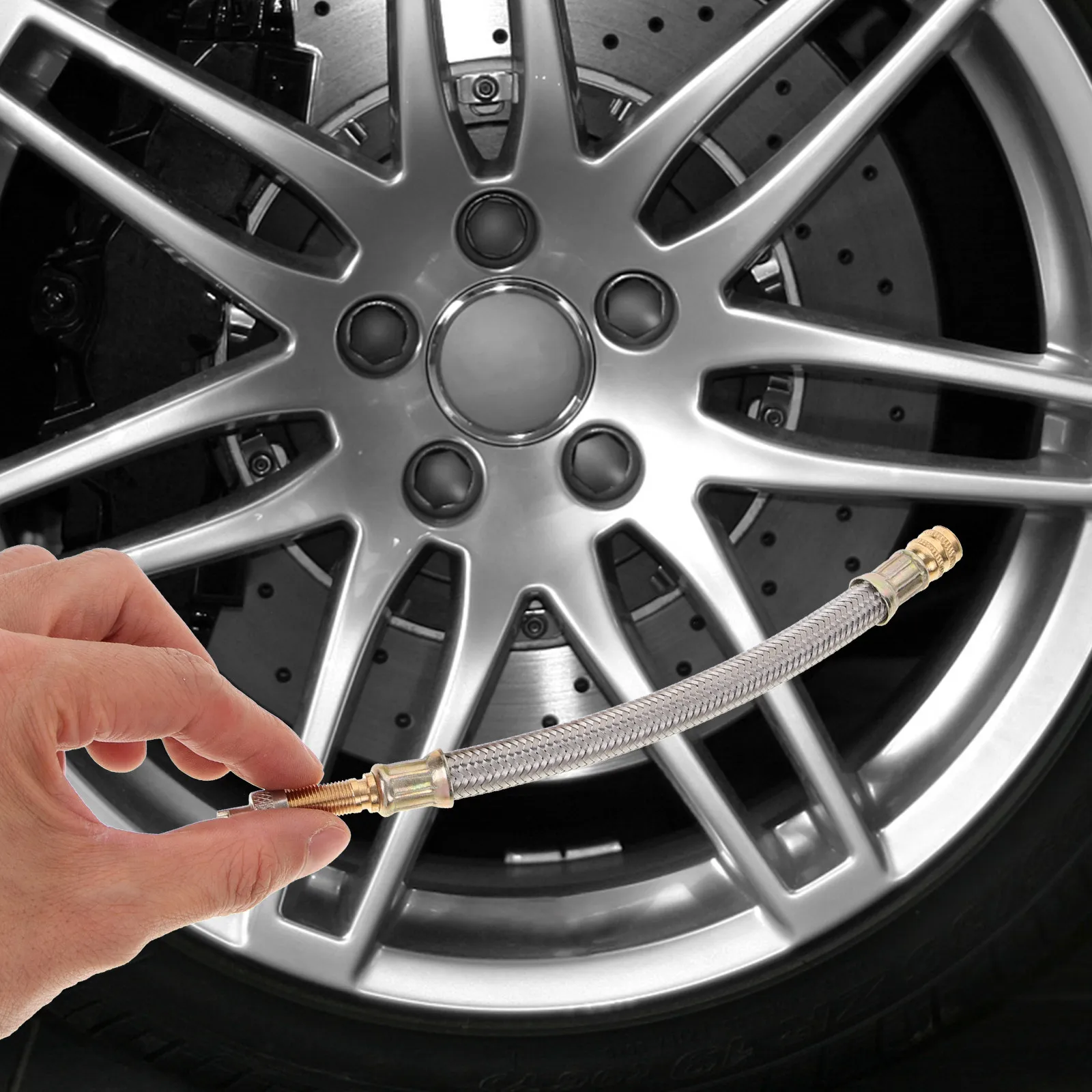 2Pcs Tire Valve Stem Extender for Cars Trucks Buses Heavy Duty Metal Extension Rod Easy Installation No Tools Needed Leak
