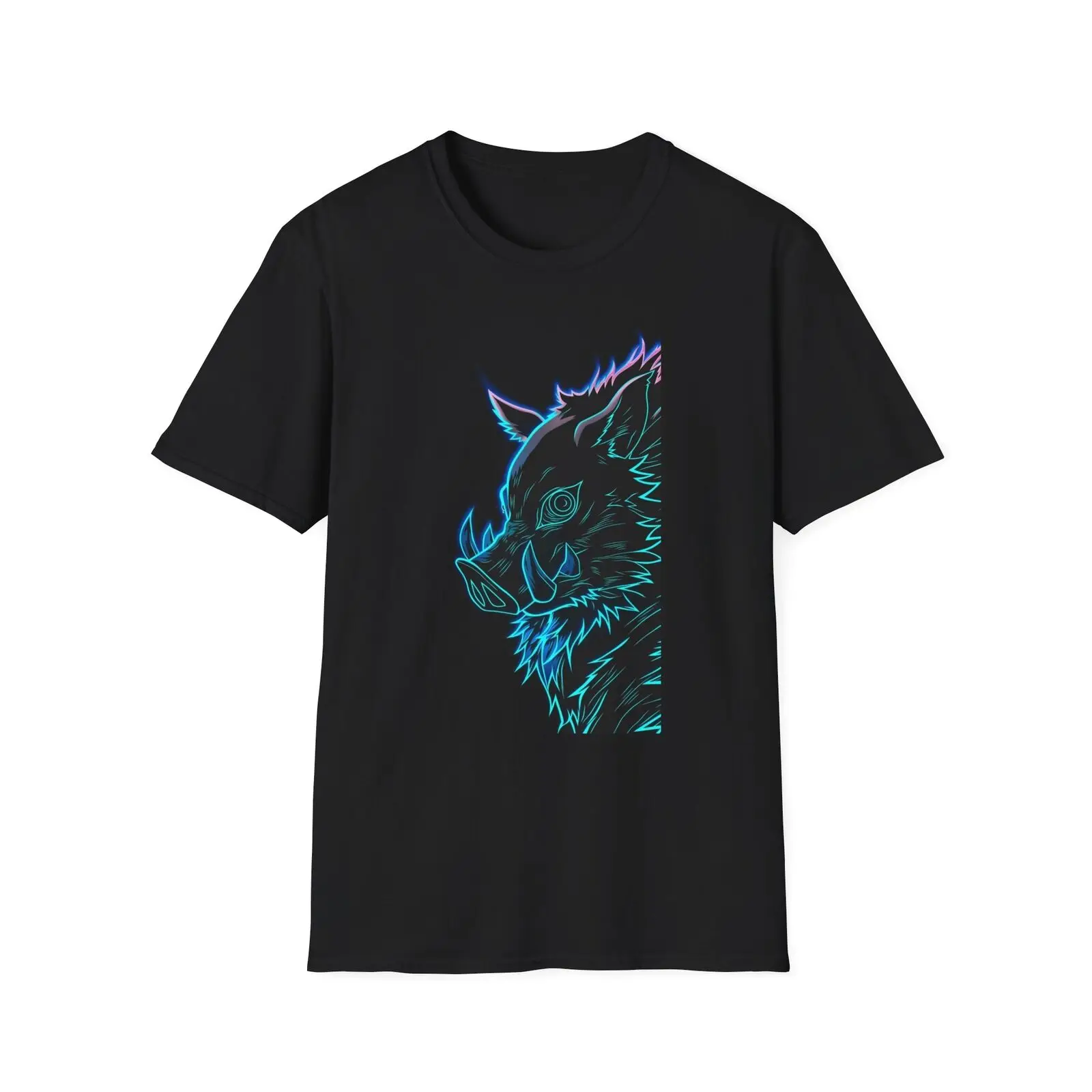 

Demon Slayer Unisex JL Anime T-Shirt Softstyle - Inozuke Mask Neon Colors