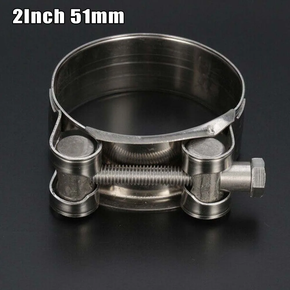 1PCS 2 Inch 51mm-61mm Motorcycle Universal Stainless Steel Exhaust Pipe Clamp