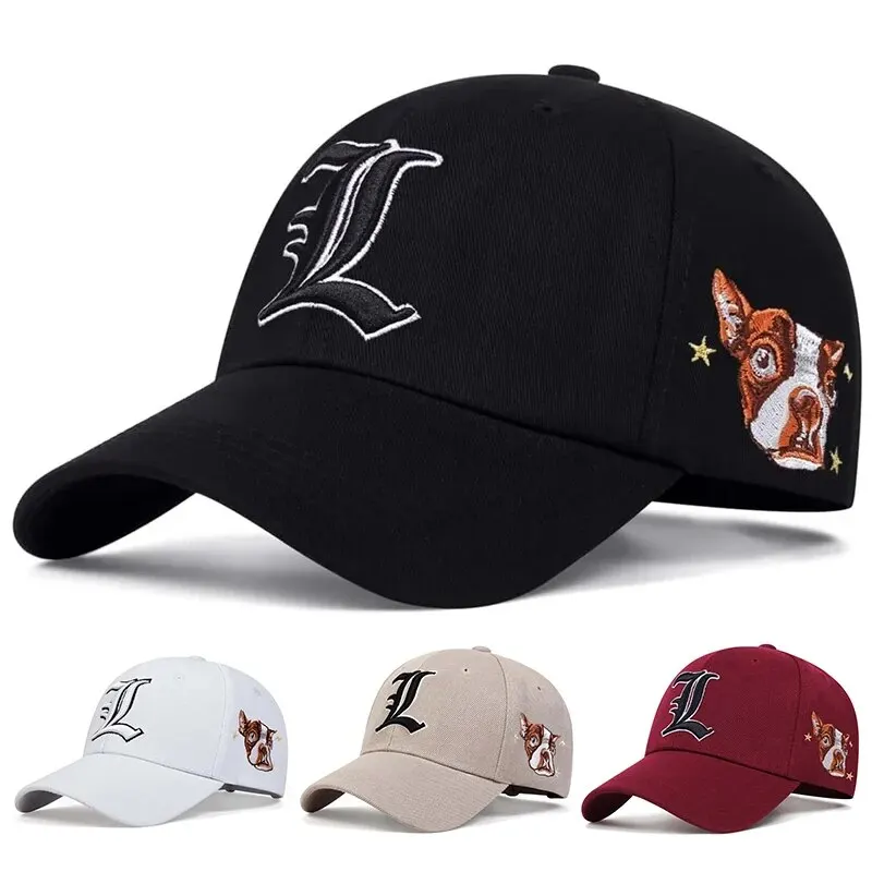 Unisex L Letter Side Dog Head Embroidery Baseball Caps Spring And Autumn Outdoor Adjustable Casual Hats Sunscreen Hat