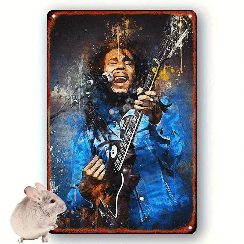 Vintage-Poster „Legendärer Gitarrist Bob“, Aluminiumschild, Wandkunst für Zuhause, Bars, Cafés, Clubs, Studentenwohnheime – vielseitig einsetzbar, N