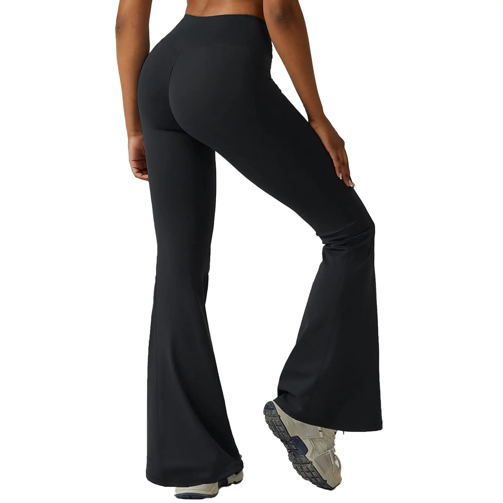 Women's Flare Leggings with PocketsV Crossover High Waisted Bootcut Yoga Leggings Tummy Control Bell Bottom Leggings
