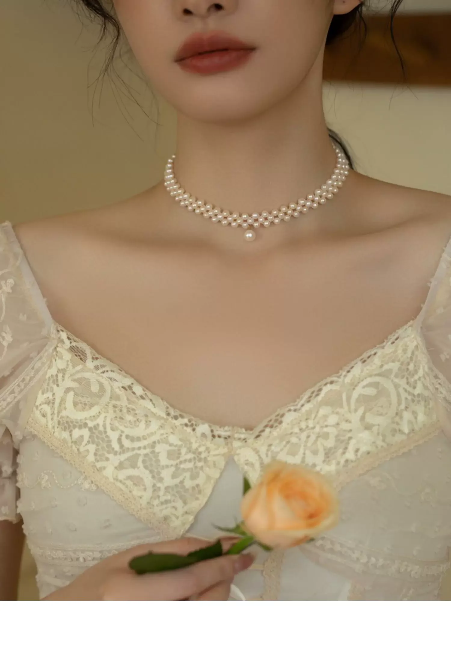 Luxury Small Pearl Choker Necklace for Women French Natural Collarbone Chain Light Dress Fine Jewelryxl202607002