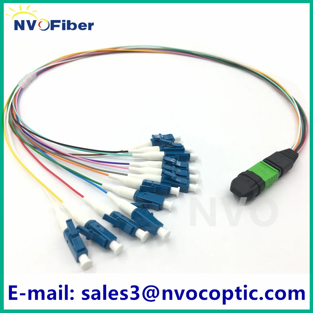 MPO APC Female-12C LC UPC 0.9 مللي متر وضع واحد SM اندلاع الألياف البصرية أسلاك التوصيل المصنوعة Fanout متعدد النواة G657A1 نوع B مع ماركة Senko