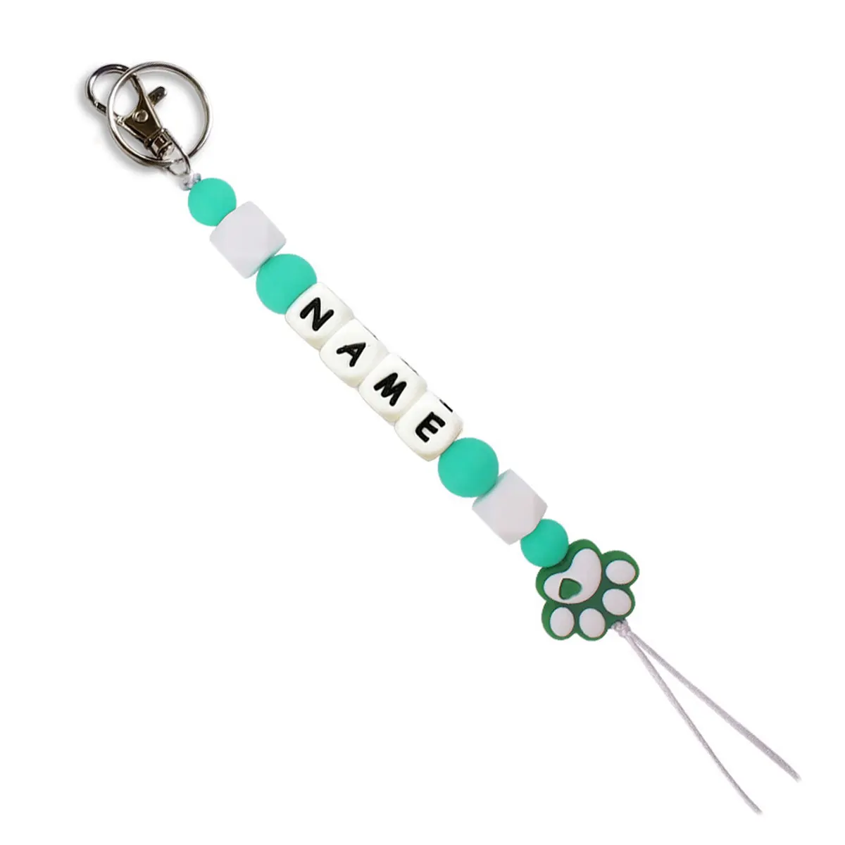 Personalized Dog Paw Pattern Colorful Name Keychain