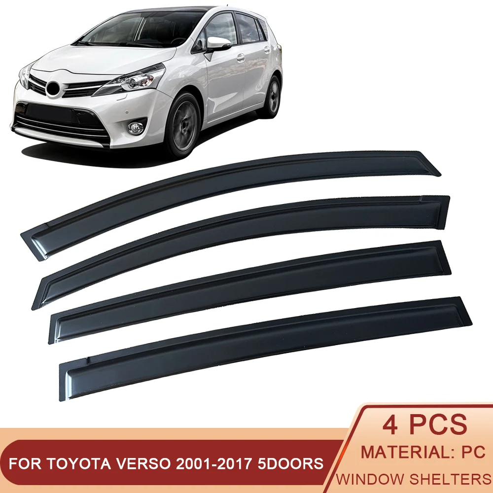 

Для Toyota Verso 2001-2017 5 дверей авто черный тонированный козырек на боковое окно автомобиля, вентиляционные навесы, навесы, защита от дождя, дверной вентилятор