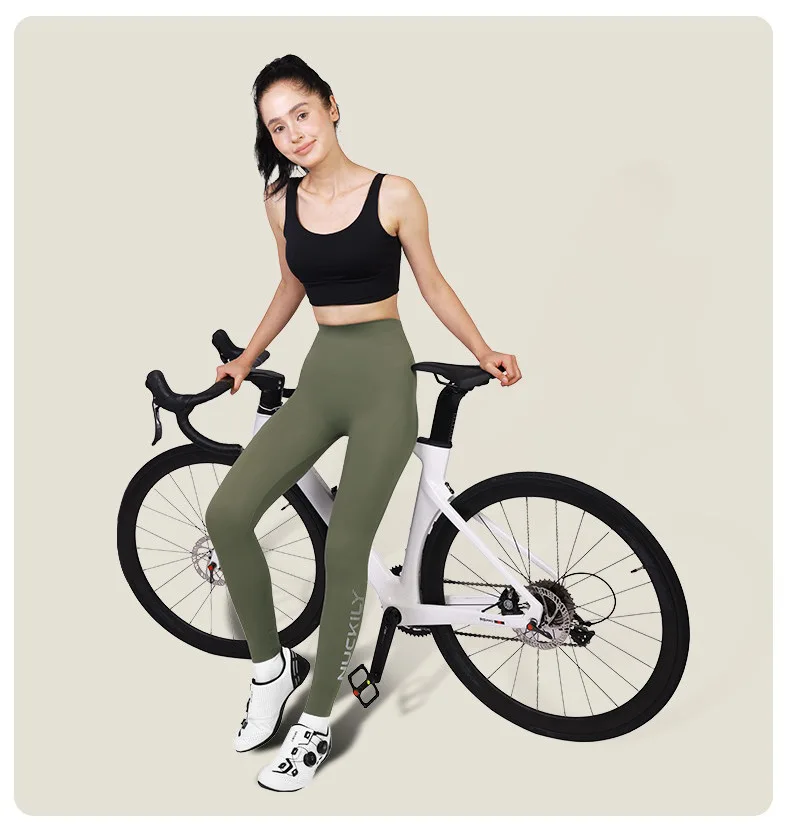 NUCKILY Nahtlose Radhose für Damen, gepolsterte Fahrrad-Leggings, hohe Taille, schnell trocknend, atmungsaktiv, Stretch, 3D-Pad, Rennrad-MTB-Fahrrad-Leggings – Detail 26