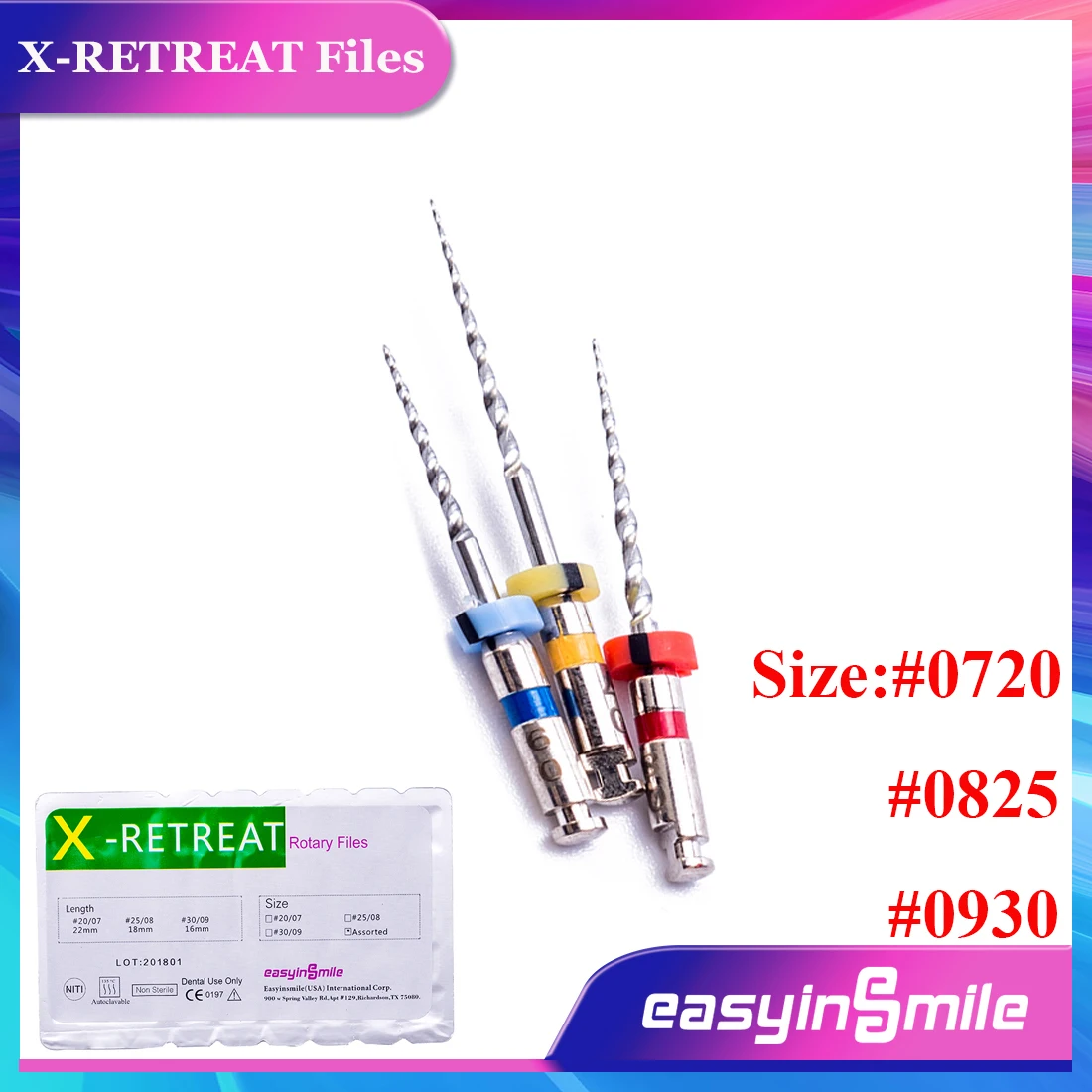 EASYINSMILE 3Pcs Dental Endo Files Endodontic Niti Rotary Root Canal Retreatment  Tips Tools For Treat Fit Engine Motro