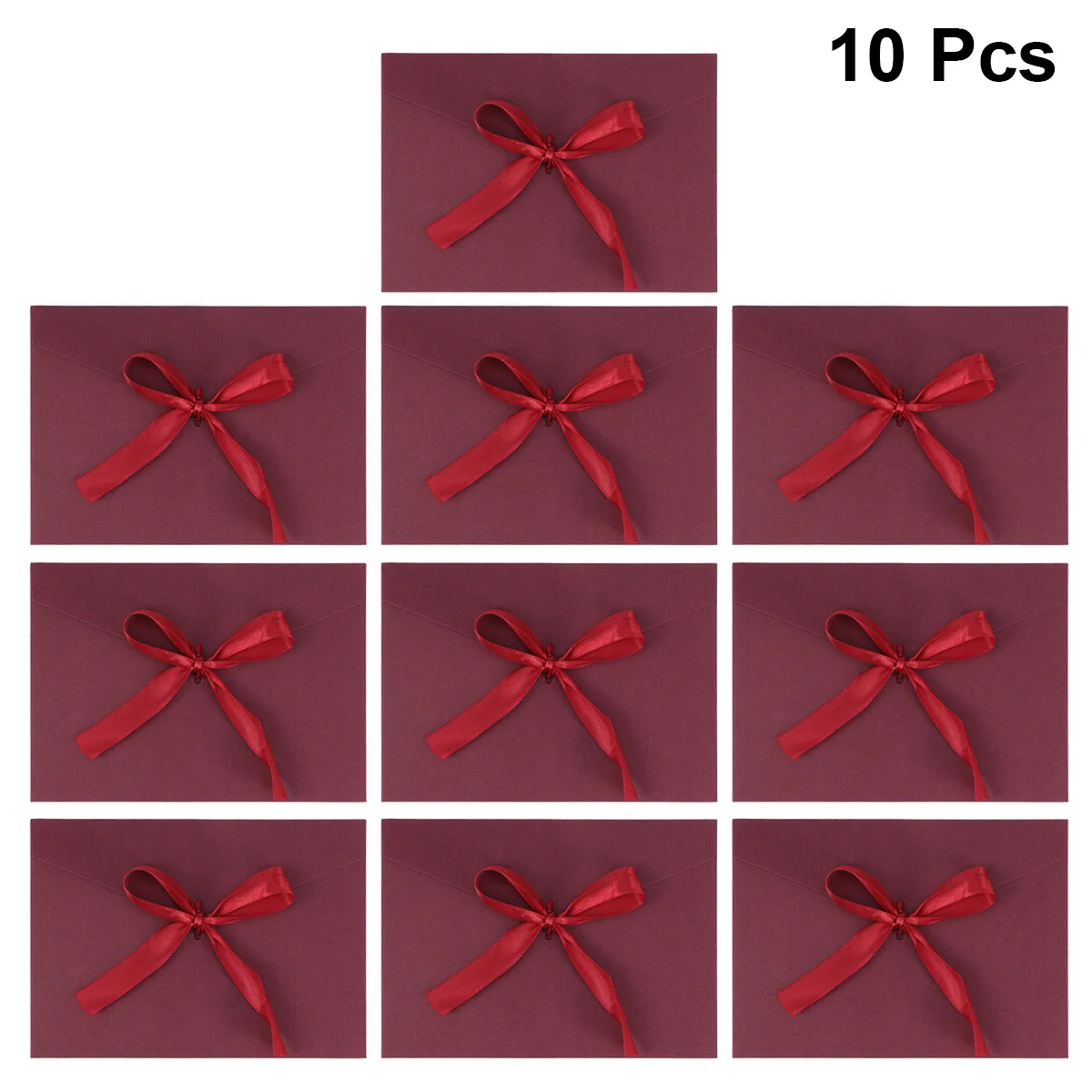 

10Pcs Retro Bow Envelopes 17.5x12.5cm Dark Red Solid Color Classic Flap Creative Invitations Cards for Wedding Birthday Party