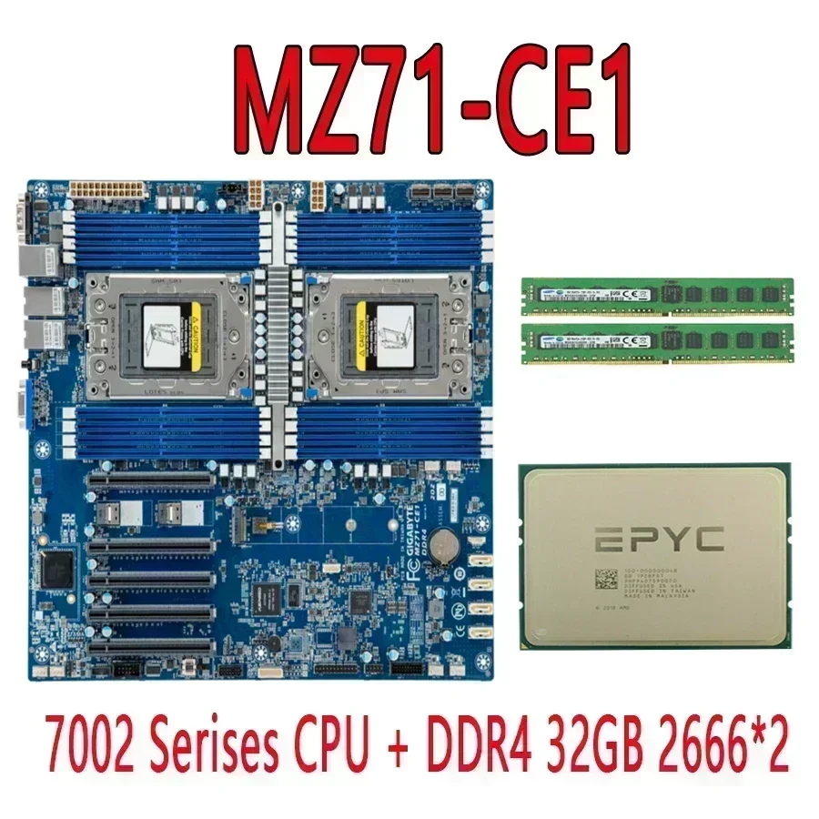 MZ71-CE1 REV.1.X Motherboard  + DDR4 32G 2666Mhz + AMD EPYC 7F72 7F52 7F32 7H12 7742 7702 7702P 7662 7642 7552 7532 7502 CPU