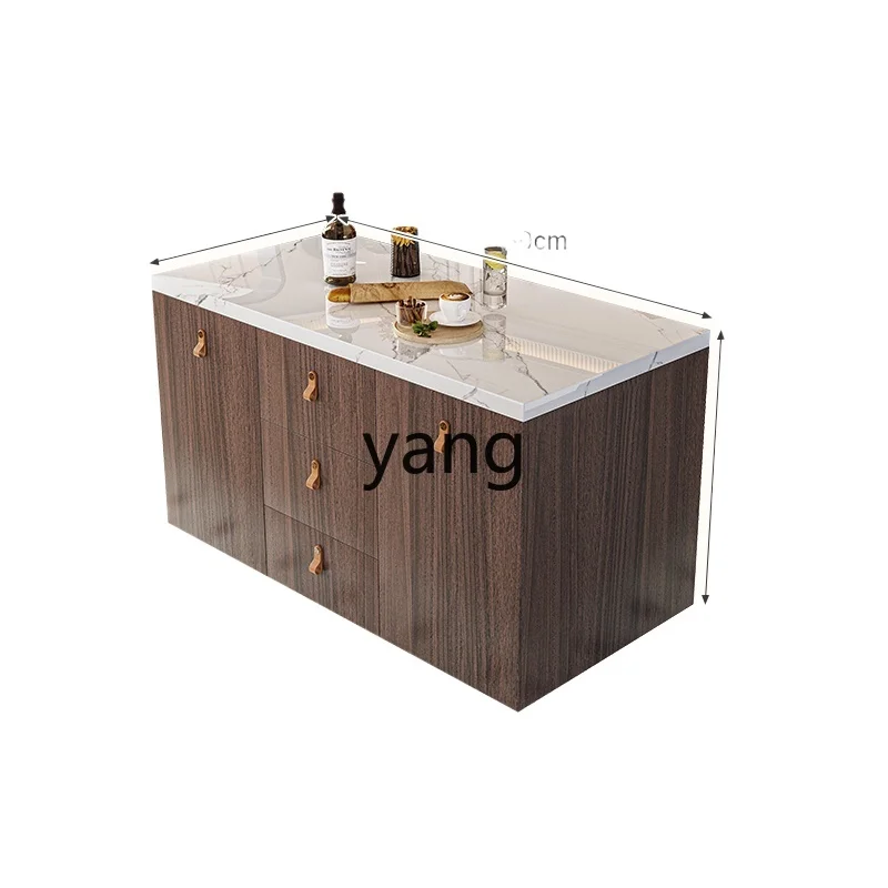 LH  mid-island kitchen dining table integrated small apartment with drawers storage cooking side cabinet