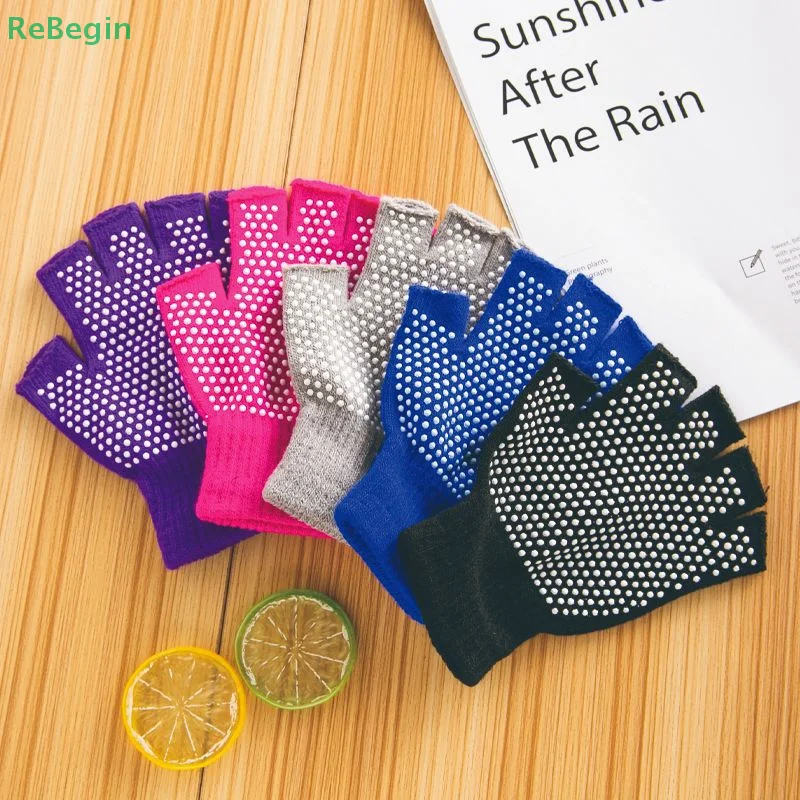 1Pair Women Men Yoga Gloves New Pilates Indoor Dance Fitness Training Half-finger Gloves Anti-slip Warm Open-fingered Gloves