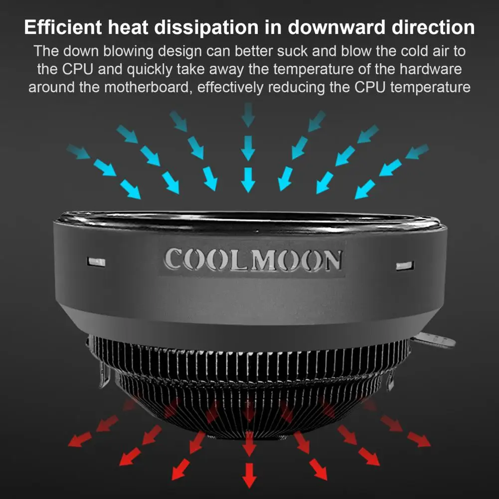 COOLMOON CPU Cooler 3Pin Quick Cooling RGB Hydraulic Bearing 9 Blades Cooling Fan for Computer