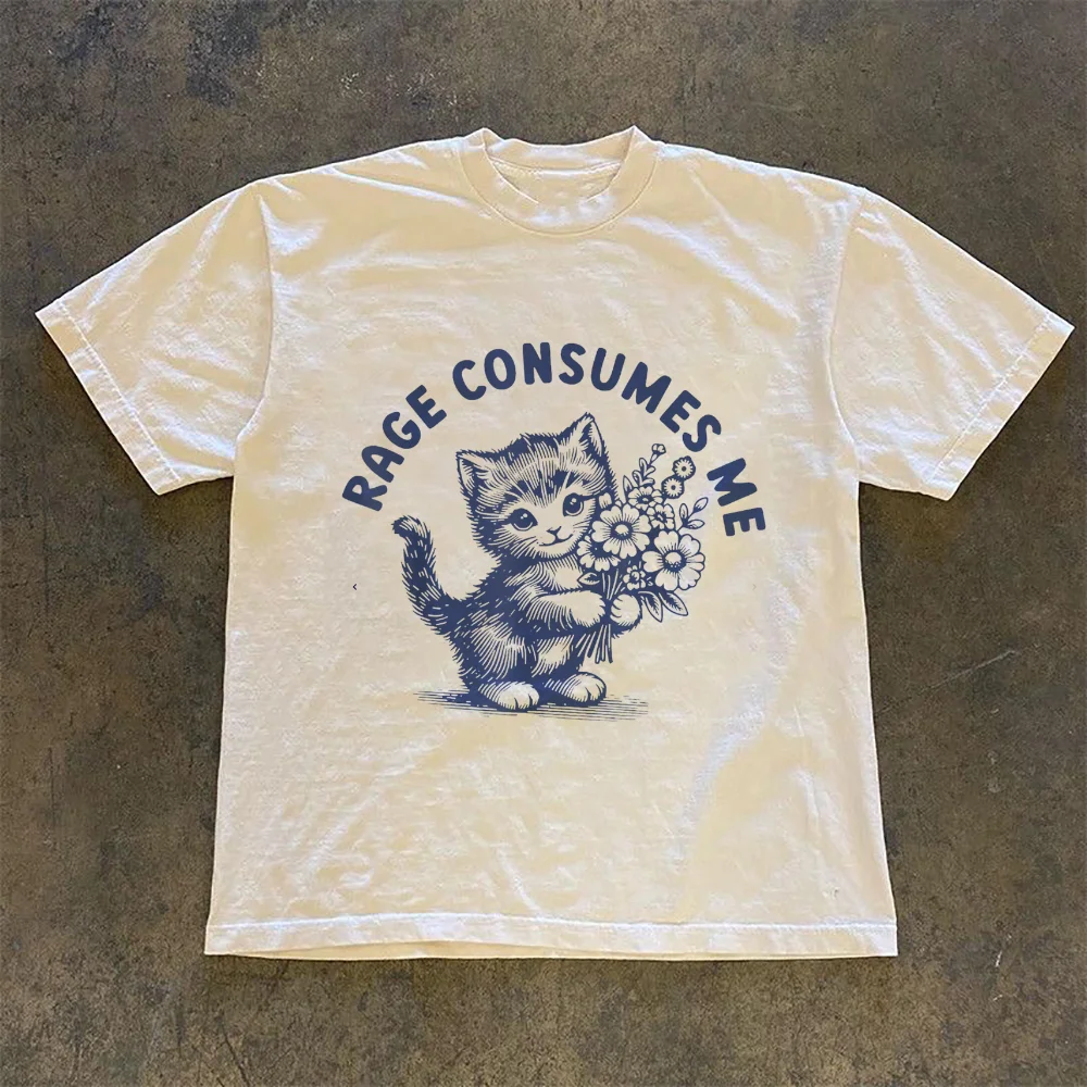 Retro Cute Raccoon 90s T-Shirt Polyester Fabric Clothing Printed Cartoon Style Women's Short Sleeve Printed Casual Pattern Top
