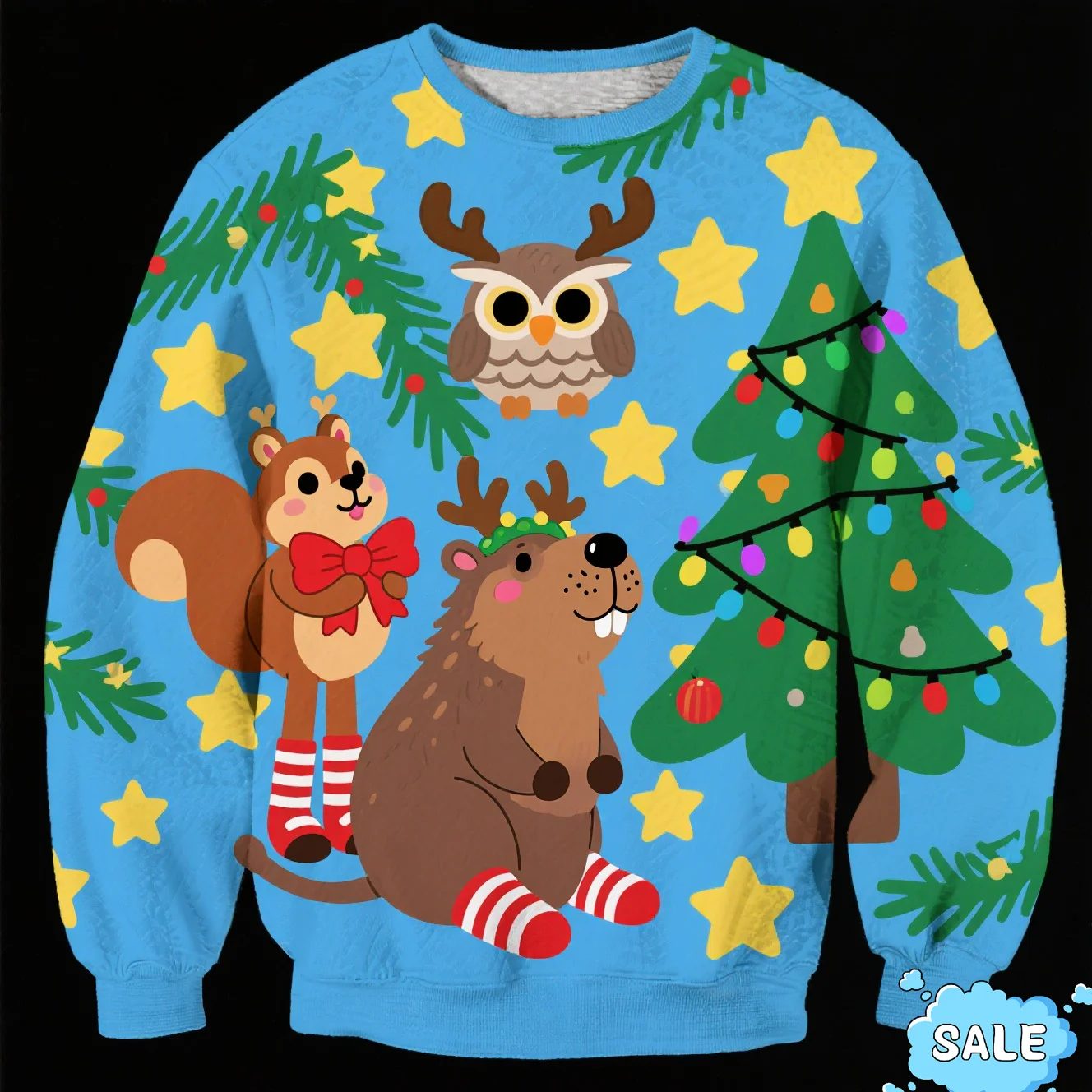 2025 New Capybara Xmas Sweater 3D Christmas Penguin Snowman Fox Printed Xmsa Holiday Party Jumper Christmas Sweatshirt Pullovers