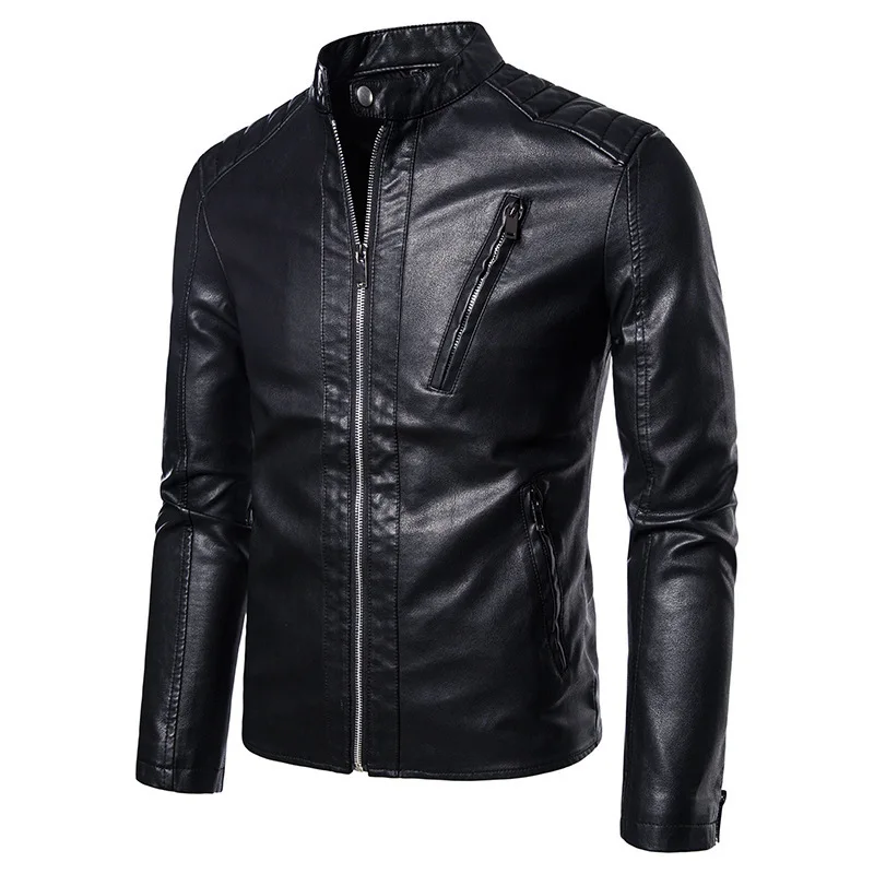 

Men's Faux Leather Coat Fashion Casual Trend Slim Fit Handsome Youth Spring Autumn Motorcycle Biker Jackets Men Clothing 5XL