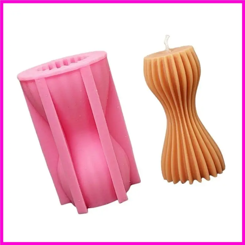 

57BE Cylinder Silicone Moulds Geometric Striped Pillar Molds Plasters Molds
