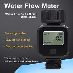 Digital Water Flow Meter IPX5 Waterproof Irrigation Water Valve 3/4'' Water Consumption Flow Rate Detection for Outdoor Garden