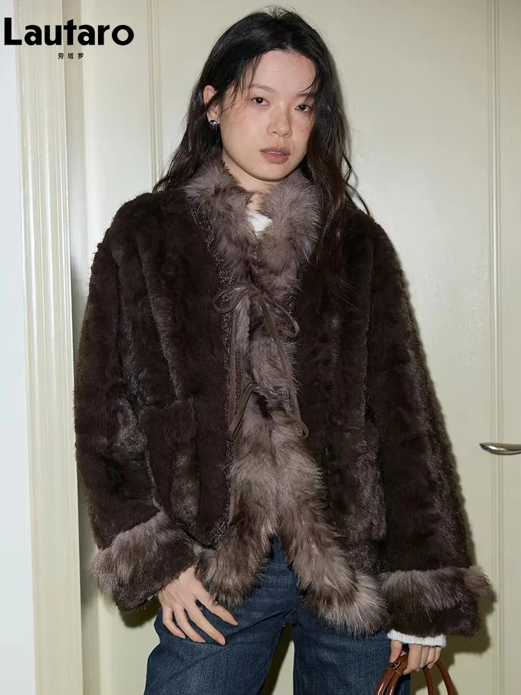 

Пальто Lautaro осенне-зимнее короткое теплое двустороннее из искусственной овчины для женщин, элегантная дизайнерская одежда класса люкс, пушистая куртка 2026