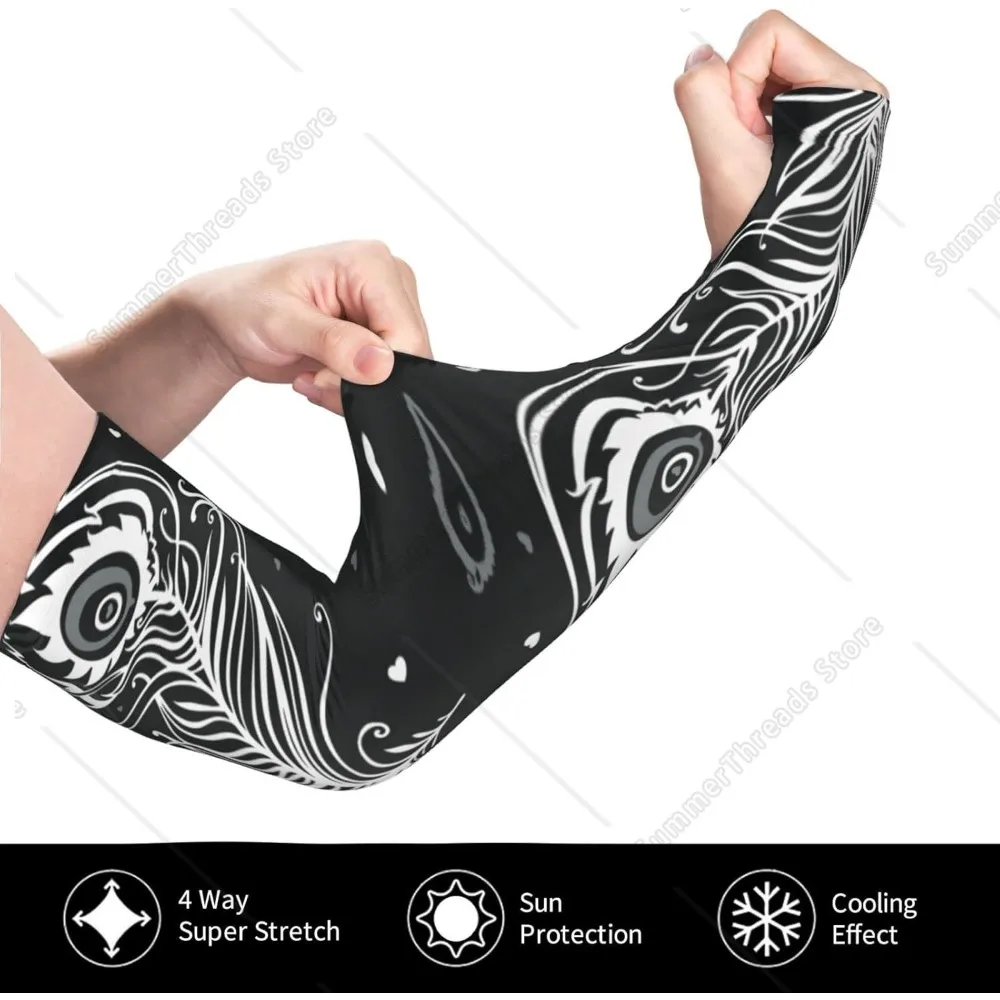 Manga de brazo de pavo real real de pluma de pavo real Mangas de seda de granja de jardinería anti-uv Mangas de seda de hielo