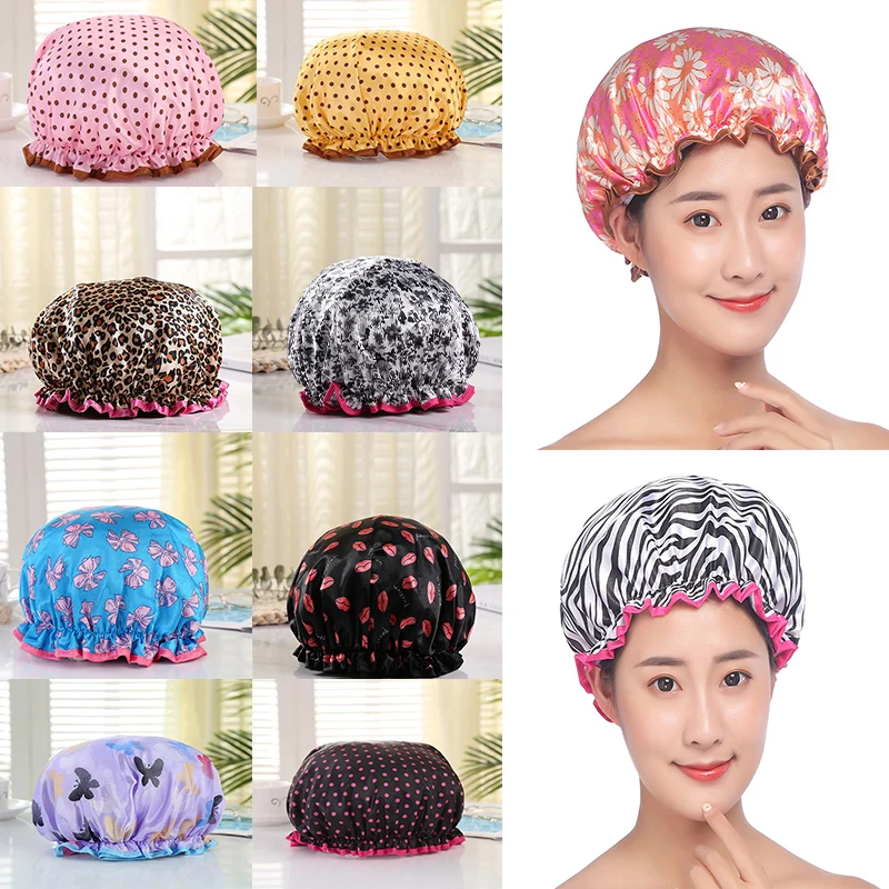 Waterproof  Shower Cap Women Reusable  High Quality Cap Oil-proof Shampoo Shower Cap Household Double-layer Shower Caps