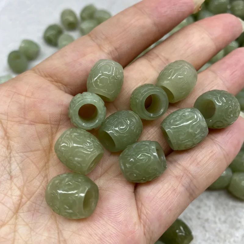 

Natural 100% real hetian jade carve Cask beads To attract wealth Necklace pendant bracelet accessories for women men lucky gifts