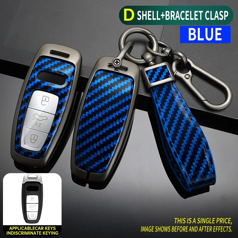 Carbon fiber Zinc Alloy Car Key Case Cover For Audi Key Cover Case Protector For Audi A6L A7 A8 Q8 Etron C8 D5 2019 2020